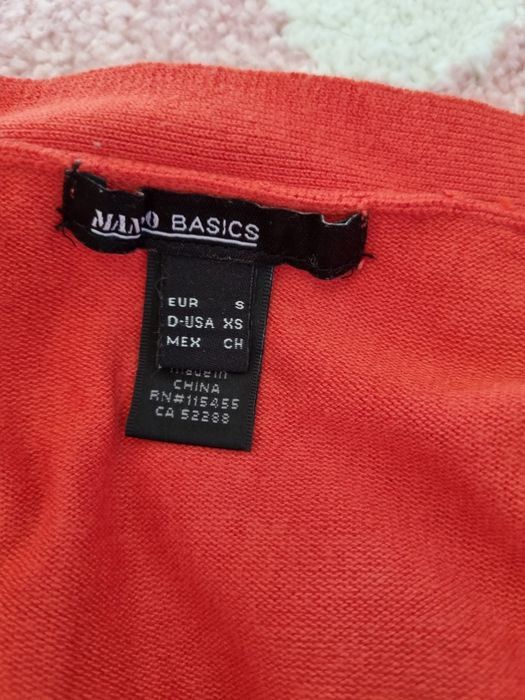 Sweter kardigan pomarańczowy beżowy rudy brązowy Mango XS 34