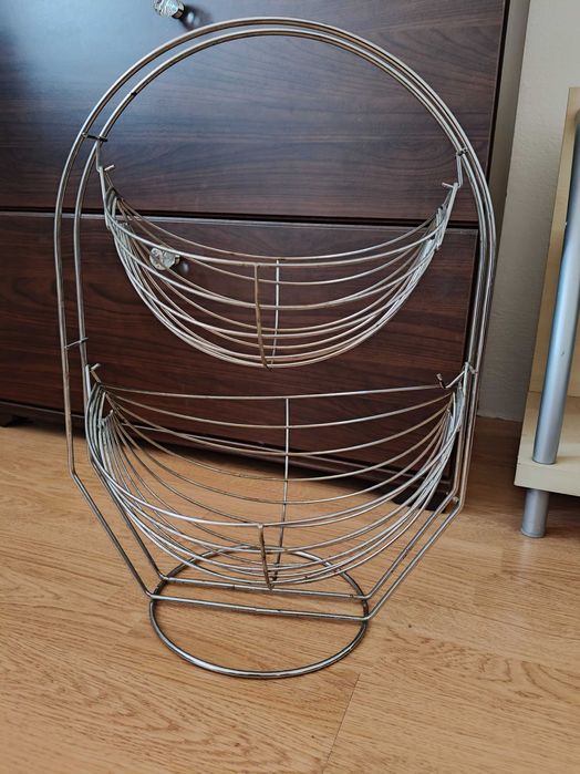 Dwupoziomowa patera hamak na owoce i warzywa, stojak kosz na owoce