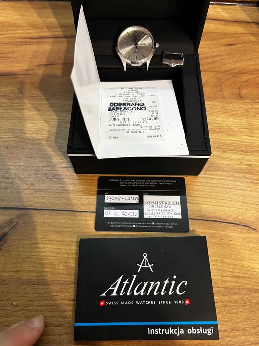 Atlantic Sapphire Glass szafir garniturowiec zegarek stan idealny