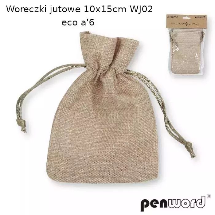 Woreczki jutowe eco 10x15cm 6szt. Penword. Nowy Produkt