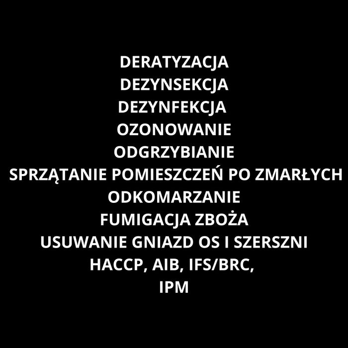 Deratyzacja, Dezynsekcja, Dezynfekcja, Ozonowanie, HACCP. "KRAZU"
