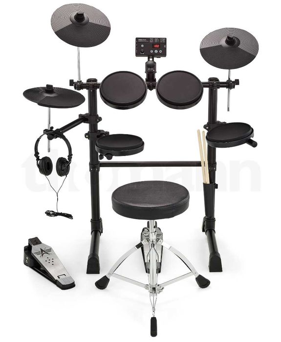 Bateria Eletrônica + BANCO + FONE + BAQUE