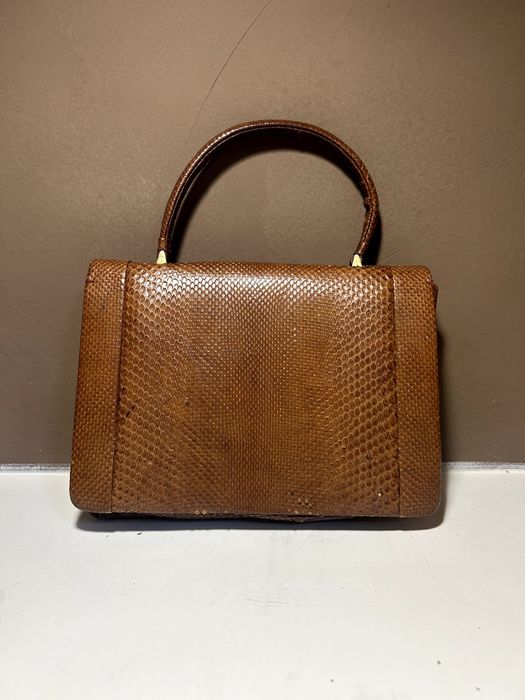 Mala Vintage Pele Lagarto e Cobra Anos 60 Cognac Feita à Mão