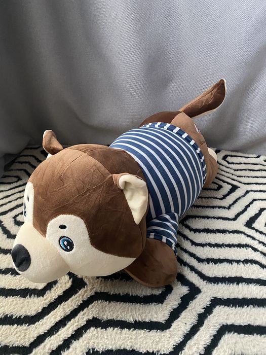 Плед-іграшка подушка 3 в 1 Собака Хаскі-матрос з пледом