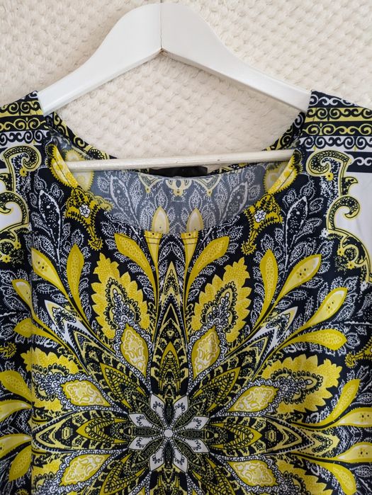 Bluzka damska we wzory mandala żółto-granatowa r. M/L