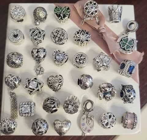 Charms, koralik do bransoletki Pandora, koniczynka, kwiat sowa piłka