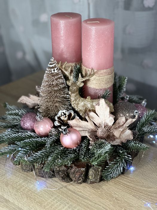 Свічник новорічний підсвічник різдво свічки подарунок декор шишки