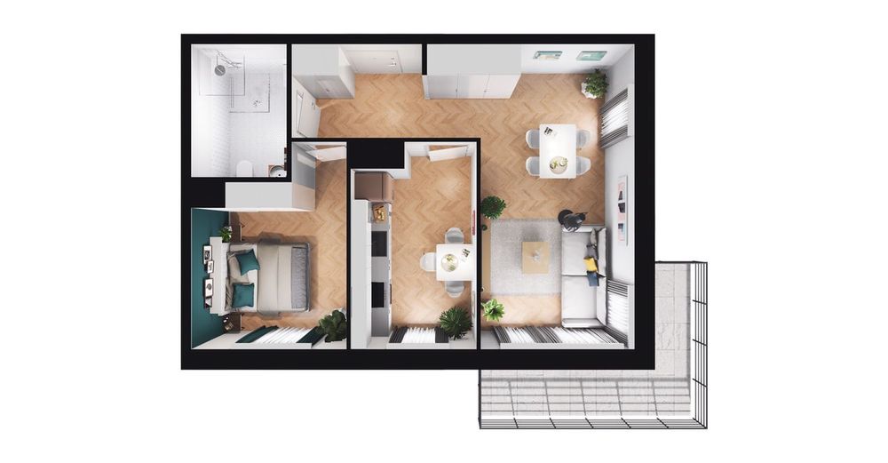2-pokojowe mieszkanie 47m2 + balkon