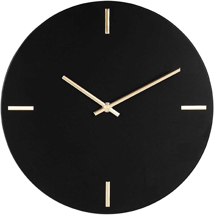Nowoczesny zegar na ścianę 30cm czarny złoty minimalistyczny ścienny