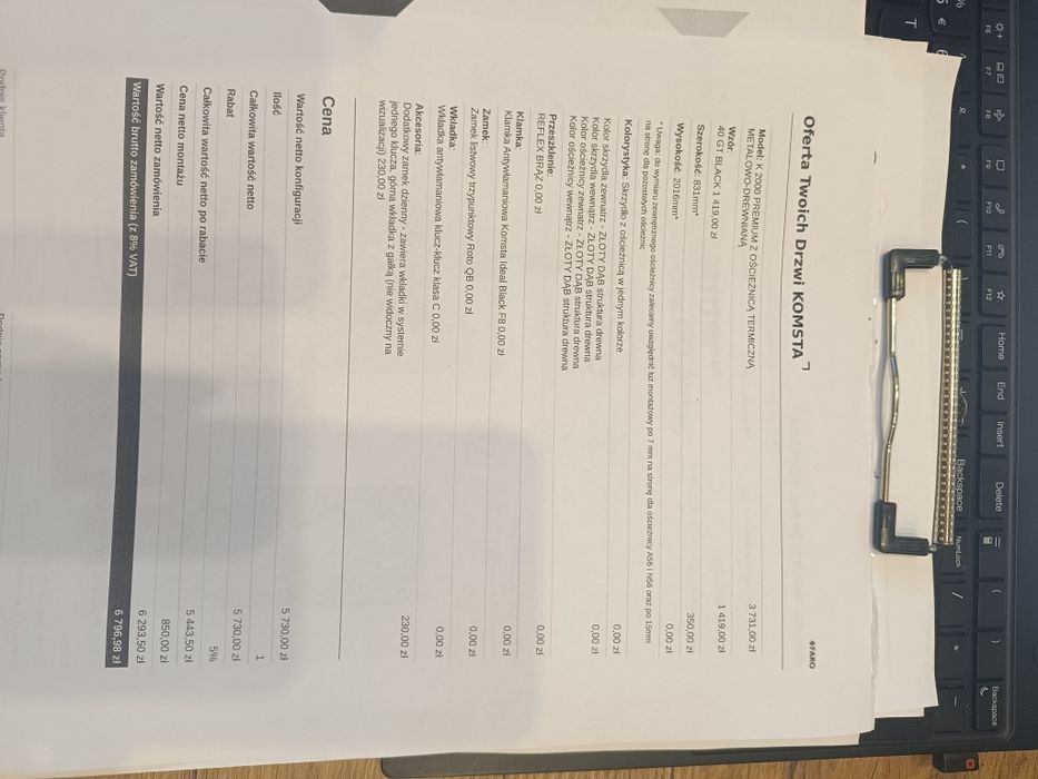 Drzwi zewnętrzne złoty dąb wymiary 831x2016