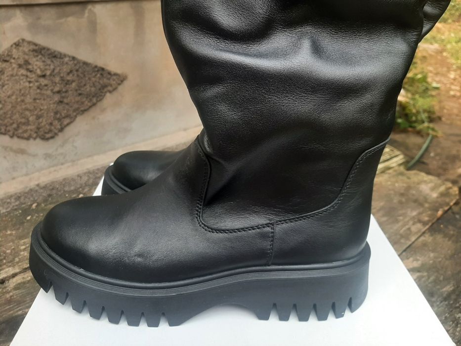 Высокие Сапоги евро зима натур.кожа на широкую голень 42-43см, 41р