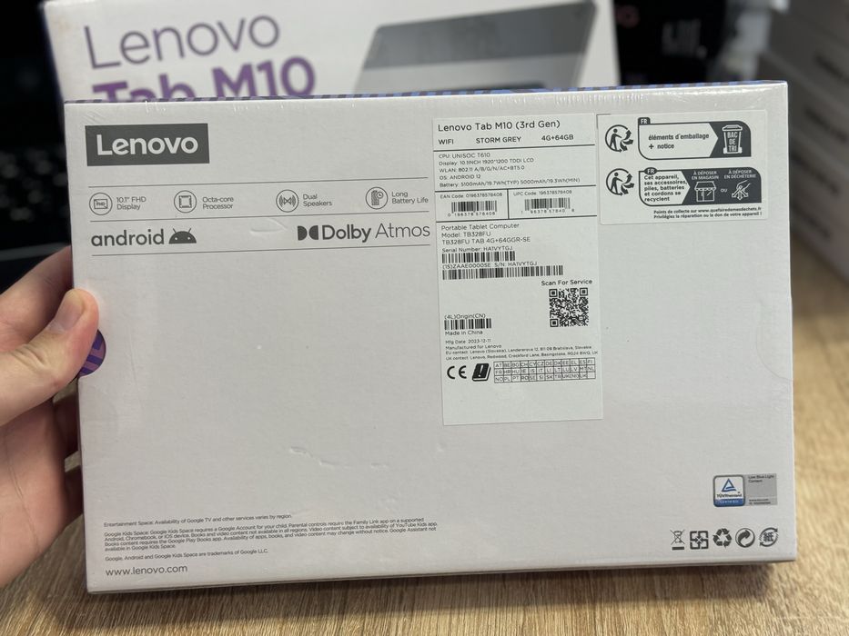 Планшет Lenovo Tab M10 (3rd Gen) 4/64GB Wi-Fi Storm Grey, Новый !