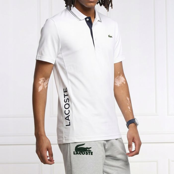 Lacoste Sport Biała Koszulka Polo Regular Rozmiar M Dh6843