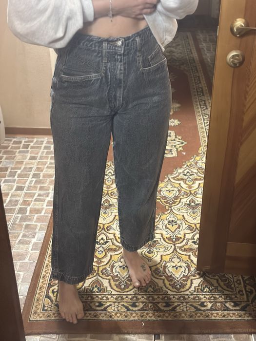 Мом джинсы серые