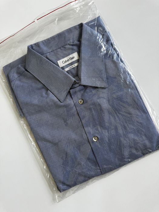Calvin Klein Koszula Męska z długim rękawem - Niebieska XXL - Prążek