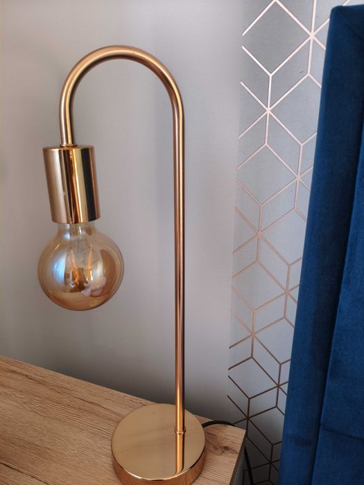 Lampka/ lampa nocna stołowa złota