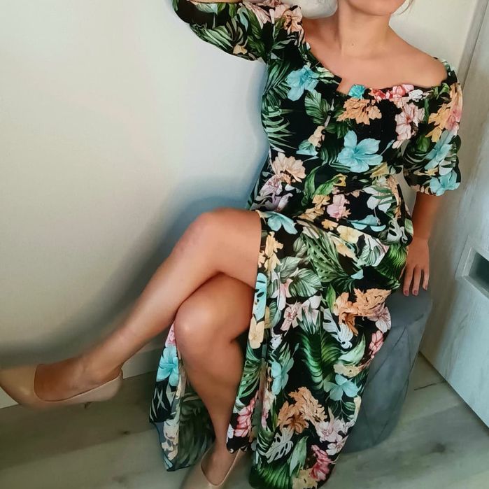 Długa Sukienka w kwiaty S/M