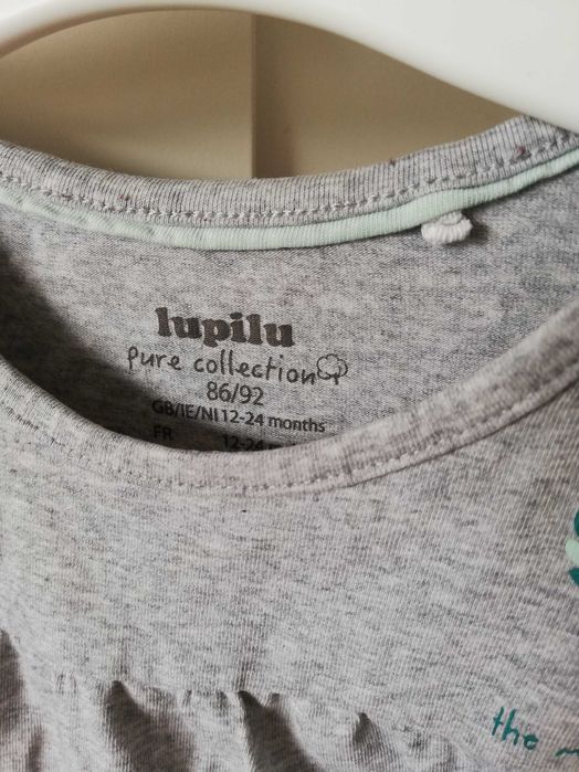 Lupilu Pure Collection szara bluzka drzewko bawełna 86/92 cm 12-24 m.