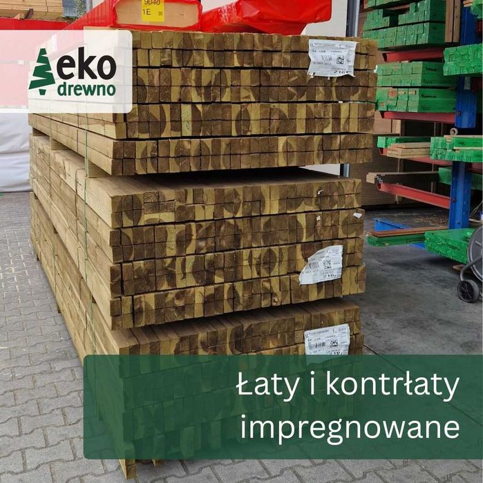Łata dachowa budowlana impregnowana sosnowa 38x58 mm