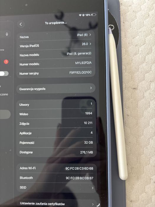 iPad 8th gen, 32 gb, Wi-Fi