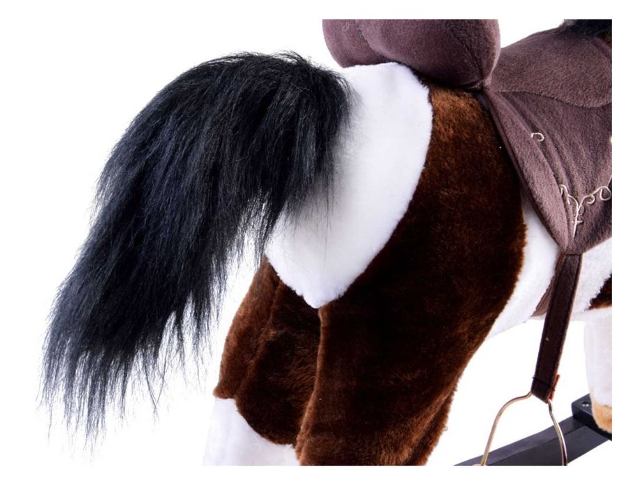 Duży konik Brązowy Koń na biegunach rży + ruchomy ogon i pysk