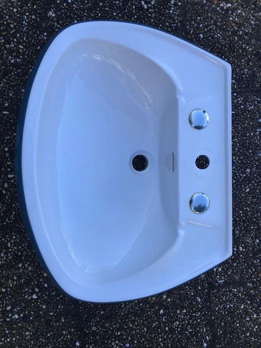 Lavatório de casa de banho completo azul esverdeado vintage