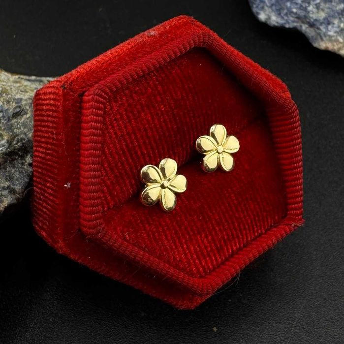Złote Kolczyki Kwiatki Wkrętki Próba 585 Waga 1.45g (J)