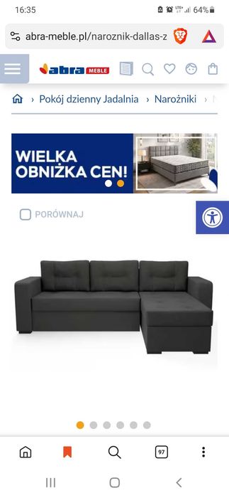 Kanapa narożna 8 miesięczna szara w dobrym stanie