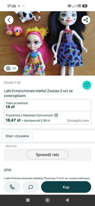 Lalki zestaw 3 szt. Cave Club, Mattel + Entanchimals