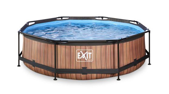 Basen EXIT WOOD BRĄZ okrągły 300 cm składany dach kopuła + pompa
