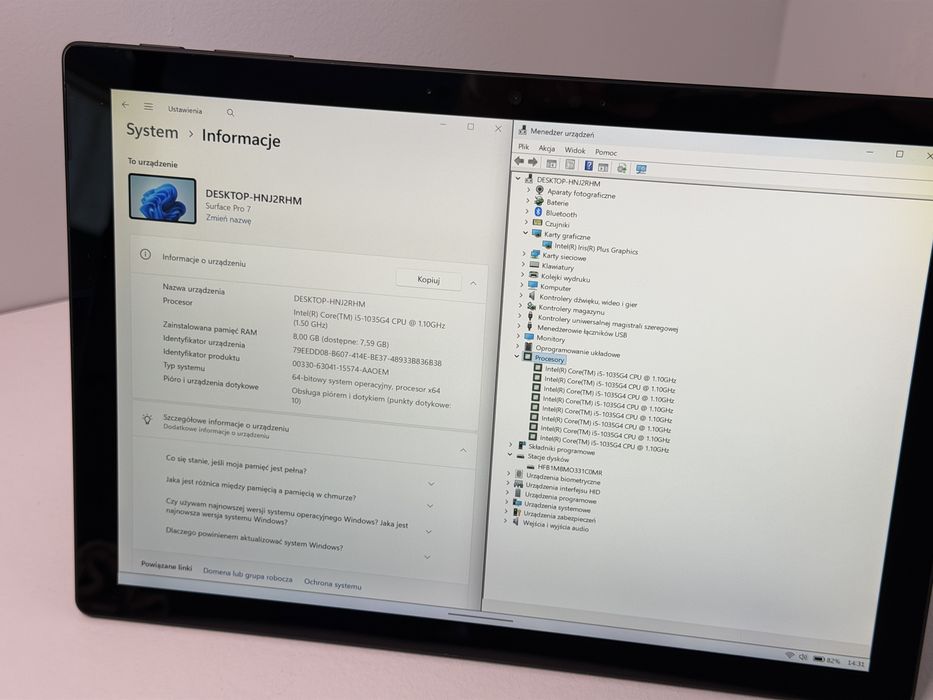 Microsoft Surface Pro 7 (1866) - i5/8GB/256GB - faktura VAT 23%