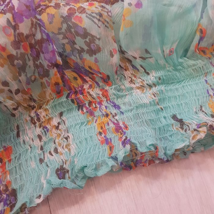 Bluzka mgiełka transparentna ZARA kwiaty kwiatki floral