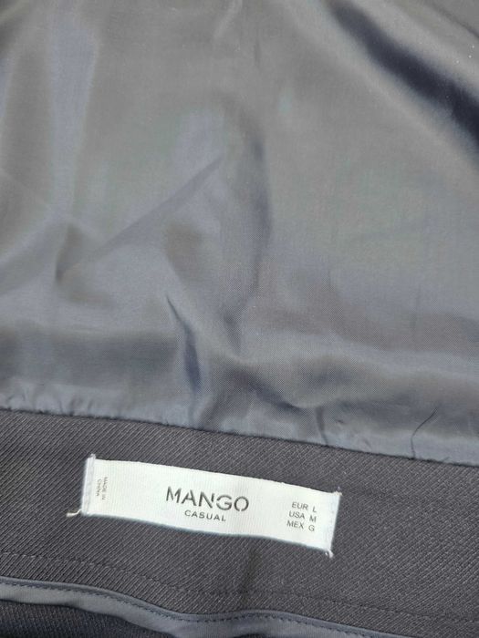 Женский темно-синий брючный комбинезон mango размер l 46-48 брюки зауженные с подворотами подкатами костюмная ткань на молнии с карманами кюлоты