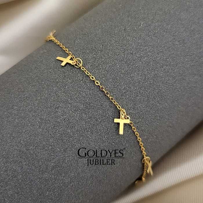 Złota bransoletka z krzyżykami próby 585 R 17-20 cm