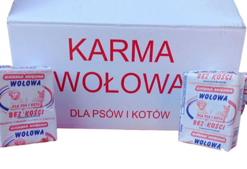 Karma mrożona wołowa dla psa 10kg