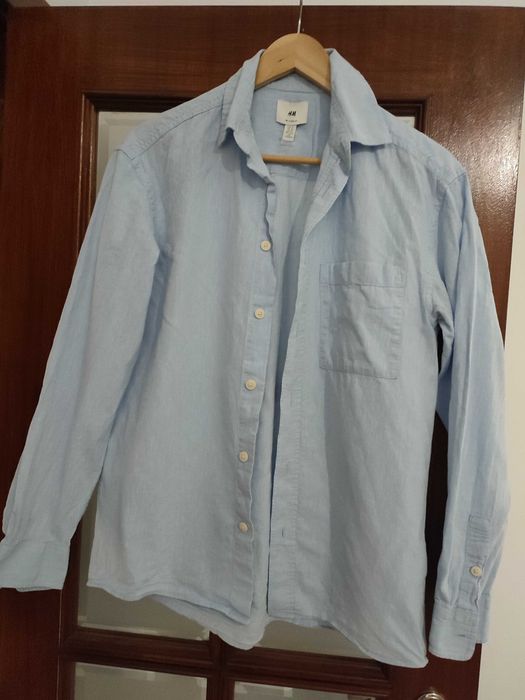 Camisa azul claro masculina - Tamanho SX (52% Linho - 48% algodão) 10€