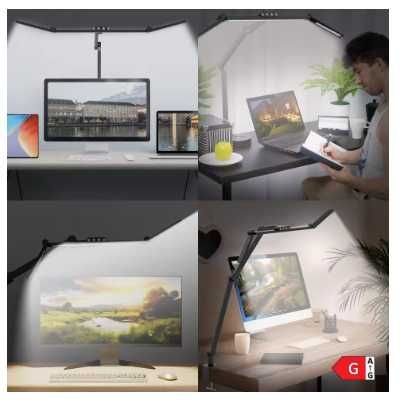 Candeeiro de Mesa LED com Braçadeira 24W Regulável Ultra Brilhante para Escritório NOVO