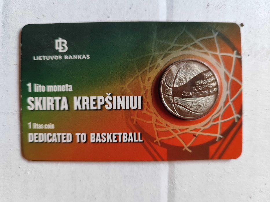 Moeda de 1 Litas de 2011 alusiva ao Campeonato Europeu de Basquetebol