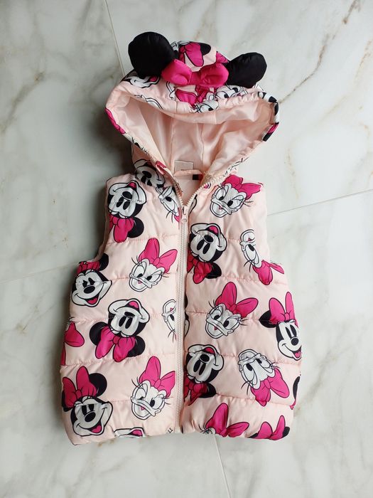 Disney kamizelka bezrękawnik pikowany różowy kaptur myszka Minnie 104
