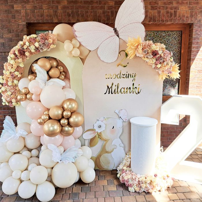 Ścianka balonowa na Komunię chrzciny roczek dekoracja balonowa