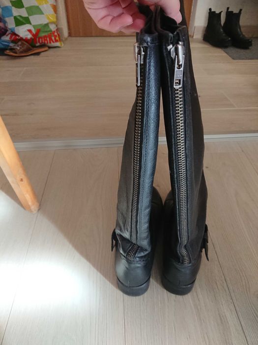 Buty zimowe wiosenne wysokie kozaki czarne 37