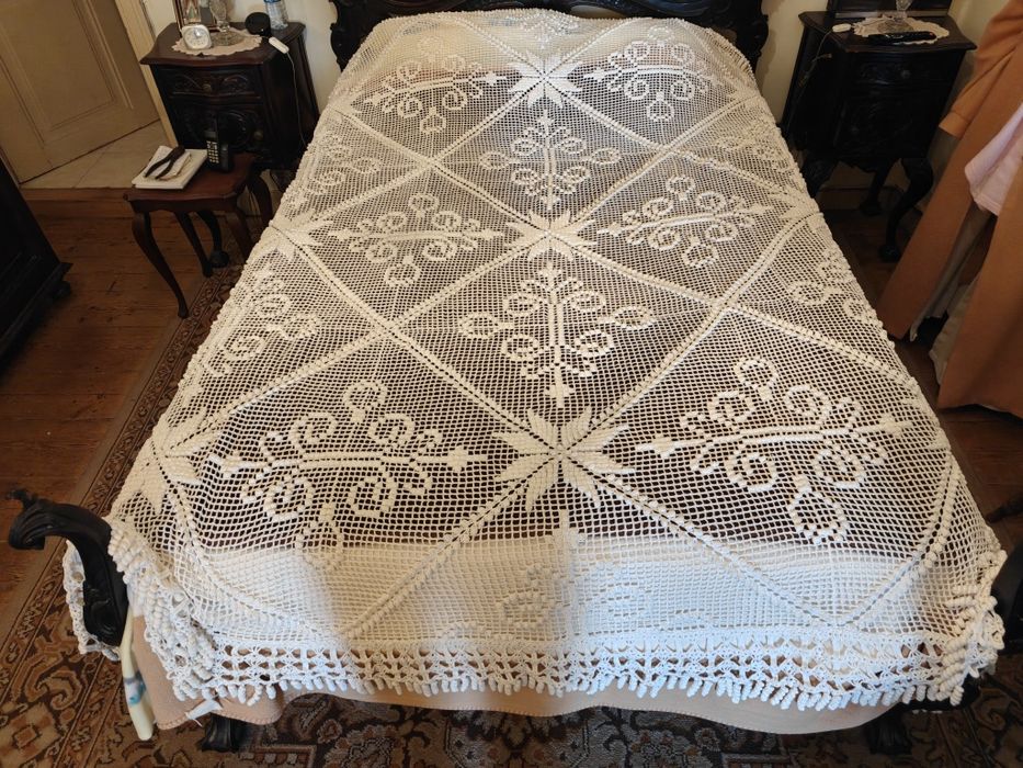 Colcha em crochê feita à mão