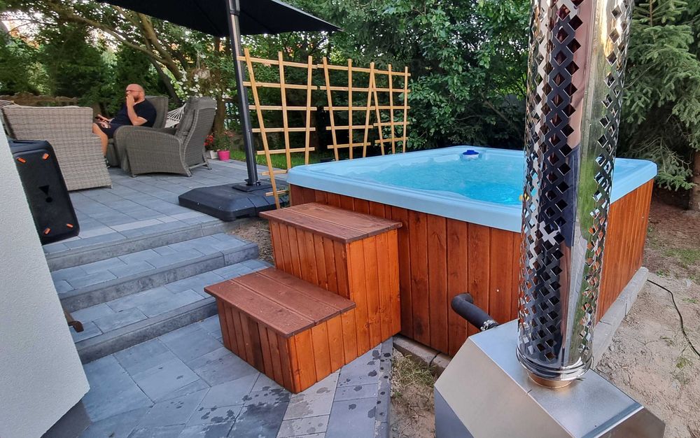 Jacuzzi z piecem na drewno dla 6ciu osob balia basen bania sauna masaż