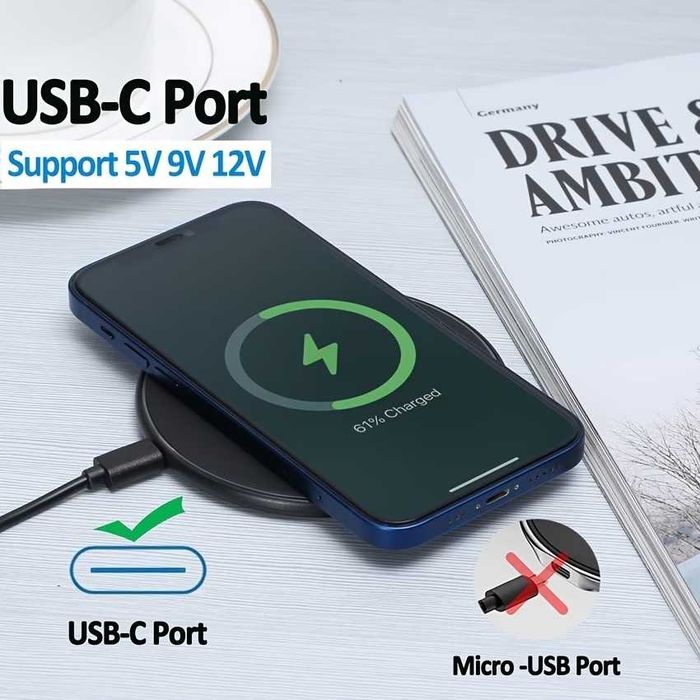 Bezprzewodowa ładowarka indukcyjna Fast Charger K6 USB-C z diodą LED