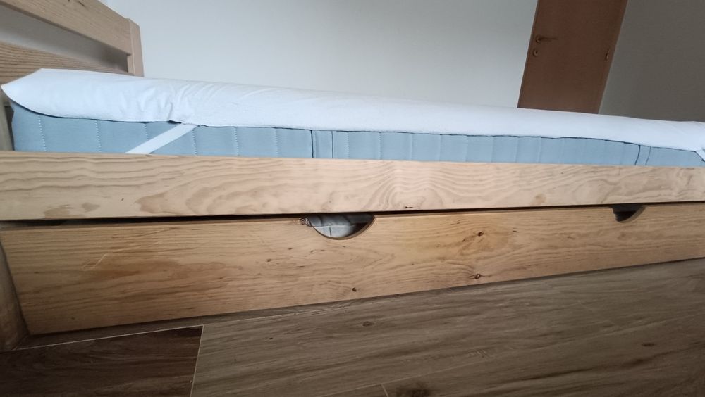 Cama LUFE 80x200 em Madeira c/ Cama Inferior + 2 Colchões
