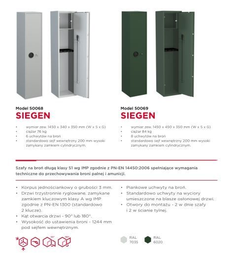 ISS Szafa na broń długą Siegen 50068/6 certyfikat S1 Faktura Vat