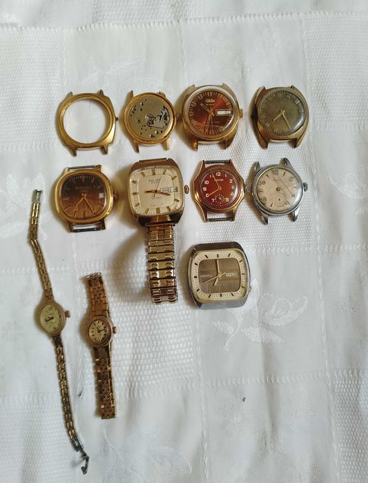 Советские позолоченные часы Восток Ракета Слава Кама Полет