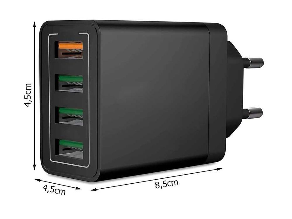 Ładowarka sieciowa szybka 4x usb quick charge 3.0 czarna