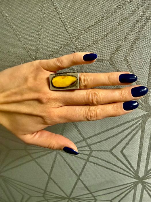 Pierścionek | Bursztyn | Srebro 925 | Stan dobry | Biżuteria Vintage