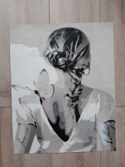 Obraz dziewczyna, kobieta z motylem